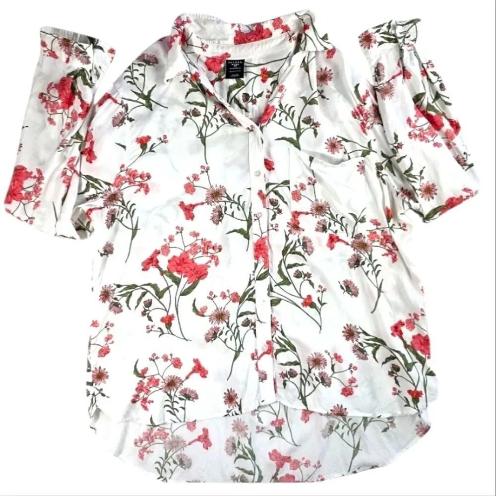 George Floral Long Sleeve Button Up Blouse Size XXL 20